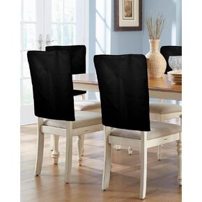 Solid Color Black Chair Back Covers for Dining Chairs 6 Pack, Washable Stretchable Chair Slipcover Back Chair Protector for Wedding Party Modern Minimalism Art
