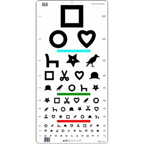 Ewing Illiterate OPTOMETRIC Visual Acuity Eye Chart - 6 m - 28 x 56 cm