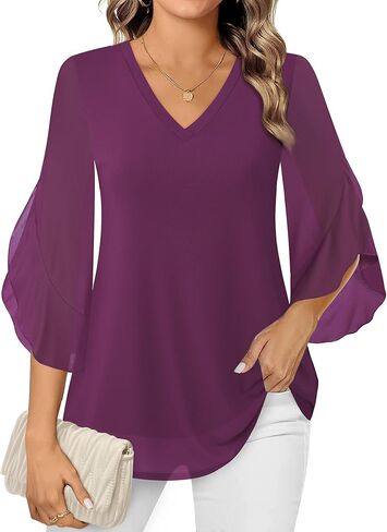 بلوزات وقمصان نسائية بأكمام 3/4 من Timeson وقمصان كاجوال للسيدات للعمل in Kuwait