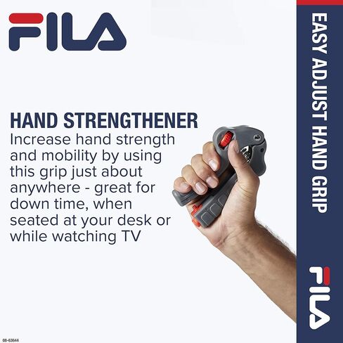 ملحقات FILA لتقوية قبضة اليد - قبضة مريحة وسهلة الضبط ومقاومة 20-80 رطلاً مع عداد مندوب | العلاج الطبيعي، التهاب المفاصل، النفق الرسغي، تخفيف آلام الأصابع واليد، رمادي in Saudi Arabia