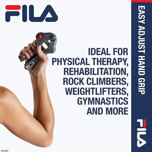 ملحقات FILA لتقوية قبضة اليد - قبضة مريحة وسهلة الضبط ومقاومة 20-80 رطلاً مع عداد مندوب | العلاج الطبيعي، التهاب المفاصل، النفق الرسغي، تخفيف آلام الأصابع واليد، رمادي in Saudi Arabia