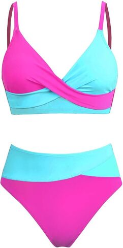 CUPSHE Women's Bikini Sets Two Piece Swimsuit High Waisted V Neck Twist Front Adjustable Spaghetti Straps Bathing Suit in Saudi Arabia
