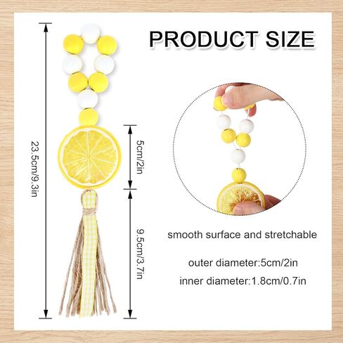 Whaline 6Pcs Lemon Wood Bead Napkin Rings with Rope Tassel Boho Farmhouse Napkin Holders Handmade Wood Bead Garland Yellow White Beads Napkin Buckles for Summer Wedding Dinner Party Home Table Decor in Kuwait