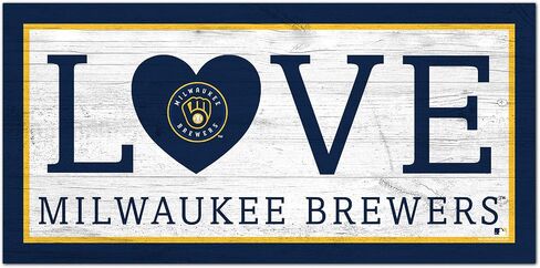لافتة حب من Fan Creations MLB Milwaukee Brewers للجنسين من Milwaukee Brewers، لون الفريق، 6 × 12 in Saudi Arabia
