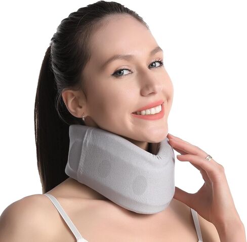 Soft Foam Neck Brace Double Layer Care Neck Collar, Adjustable Neck Rest for Sleep and Office, Relieve Neck Pain and Spinal Stress, Use After Whiplash Injury (Gray, Large Size) in Saudi Arabia