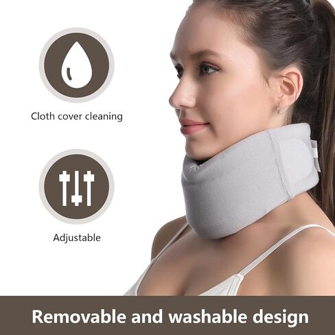 Soft Foam Neck Brace Double Layer Care Neck Collar, Adjustable Neck Rest for Sleep and Office, Relieve Neck Pain and Spinal Stress, Use After Whiplash Injury (Gray, Large Size) in Saudi Arabia
