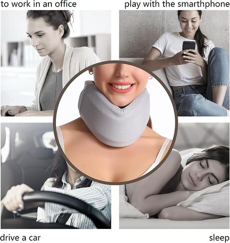 Soft Foam Neck Brace Double Layer Care Neck Collar, Adjustable Neck Rest for Sleep and Office, Relieve Neck Pain and Spinal Stress, Use After Whiplash Injury (Gray, Large Size) in Saudi Arabia