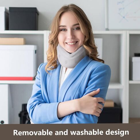 Soft Foam Neck Brace Double Layer Care Neck Collar, Adjustable Neck Rest for Sleep and Office, Relieve Neck Pain and Spinal Stress, Use After Whiplash Injury (Gray, Large Size) in Saudi Arabia