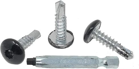 #10 x 3/4 Inch Self Tapping Sheet Metal Screws, Black, SQ #2 Head Bit Included, Cargo Trailer Self Tapping Screws, Exterior RV Skin Fasteners, Enclosed Trailer Repair Screws, 250 Pack by ProCamp in Saudi Arabia