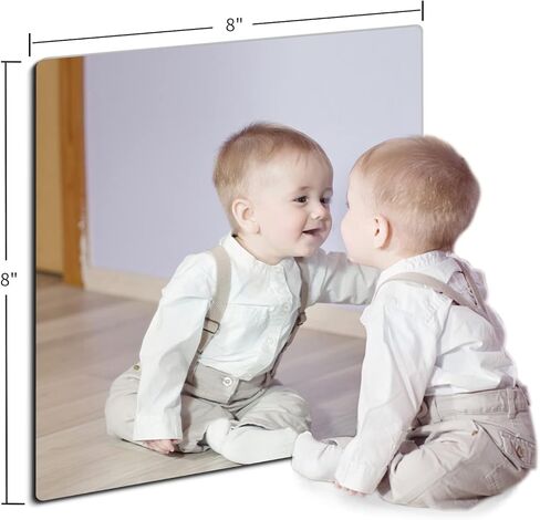 مرآة أمان للأطفال مقاومة للكسر للجدار، مرآة بلاستيكية مثبتة على الحائط، مصنوعة من الأكريليك غير القابل للكسر، سميكة 1/8 بوصة، قطعة واحدة 8 بوصة × 8 بوصة، رائعة لخزانة باب غرفة النوم، مرآة غرف الأطفال in Kuwait