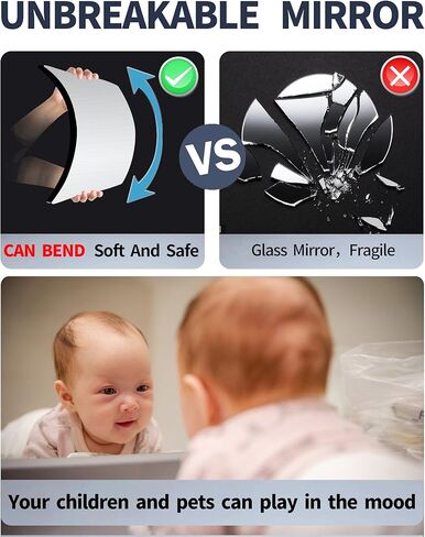 مرآة أمان للأطفال مقاومة للكسر للجدار، مرآة بلاستيكية مثبتة على الحائط، مصنوعة من الأكريليك غير القابل للكسر، سميكة 1/8 بوصة، قطعة واحدة 8 بوصة × 8 بوصة، رائعة لخزانة باب غرفة النوم، مرآة غرف الأطفال in Kuwait