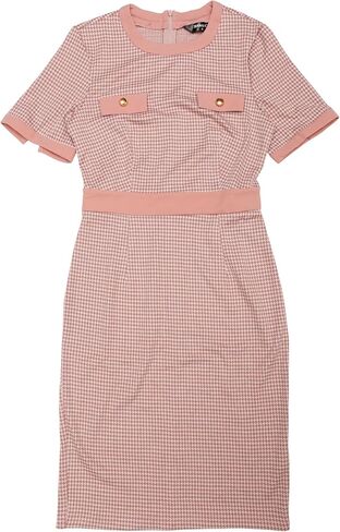 Allegra K Plaid Houndstooth Dress for Women's Short Sleeve Contrast Bodycon Dress in Saudi Arabia