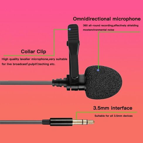 ميكروفون Lavalier Lapel متوافق مع أجهزة إرسال Rode Wireless GO 2 / II وDJI Mic Bodypack - ميكروفون Lav متعدد الاتجاهات يمكن ارتداؤه لمذيعي بث مقابلة مدونة الفيديو والمحاضرات in Kuwait