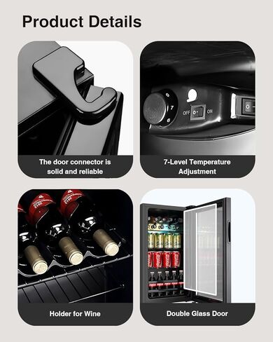 مبرد ثلاجة المشروبات 120 علبة مبرد مشروبات قائم بذاته مع باب زجاجي، أرفف قابلة للتعديل لصودا البيرة أو النبيذ للمكتب المنزلي أو البار in Kuwait
