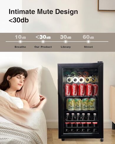 مبرد ثلاجة المشروبات 120 علبة مبرد مشروبات قائم بذاته مع باب زجاجي، أرفف قابلة للتعديل لصودا البيرة أو النبيذ للمكتب المنزلي أو البار in Kuwait
