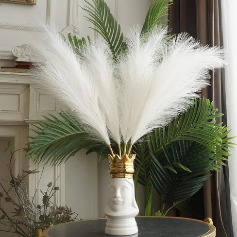 4 PCS White Pampas Grass Long Pampas Grass 35'' Large Artificial Pampas Grass Fluffy Pampas Grass for Wedding Home Halloween Decor in Saudi Arabia