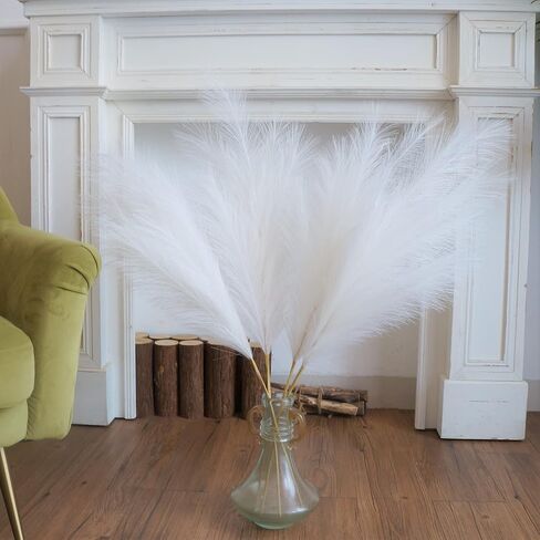 4 PCS White Pampas Grass Long Pampas Grass 35'' Large Artificial Pampas Grass Fluffy Pampas Grass for Wedding Home Halloween Decor in Saudi Arabia