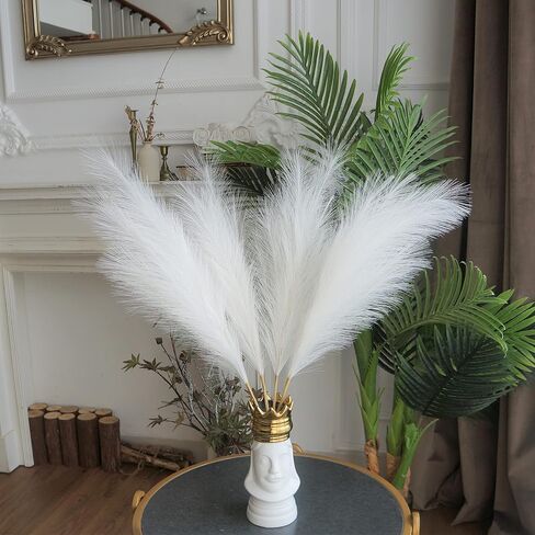 4 PCS White Pampas Grass Long Pampas Grass 35'' Large Artificial Pampas Grass Fluffy Pampas Grass for Wedding Home Halloween Decor in Saudi Arabia