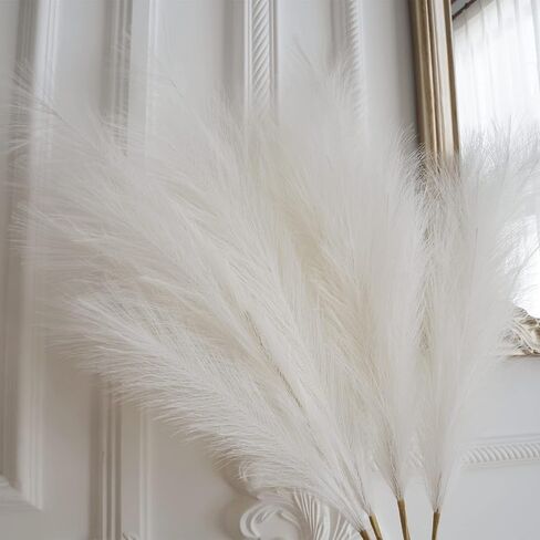4 PCS White Pampas Grass Long Pampas Grass 35'' Large Artificial Pampas Grass Fluffy Pampas Grass for Wedding Home Halloween Decor in Saudi Arabia