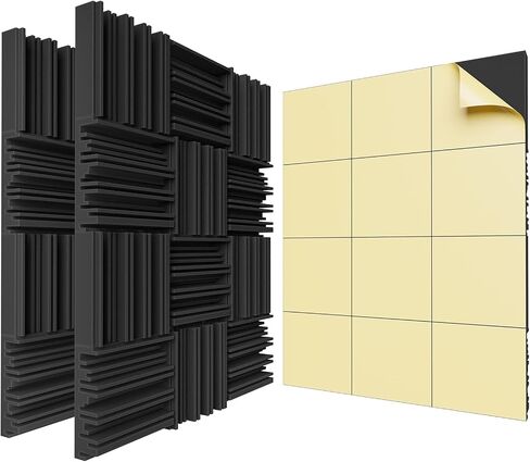 Self-Adhesive Sound Proof Foam Panels 36 Packs,12 X 12 X 2 inch Acoustic Foam,High Resilience Sound Proofing Padding for Wall,Sound Absorbing Panels Suitable for Home,Studio,etc,Black in Saudi Arabia