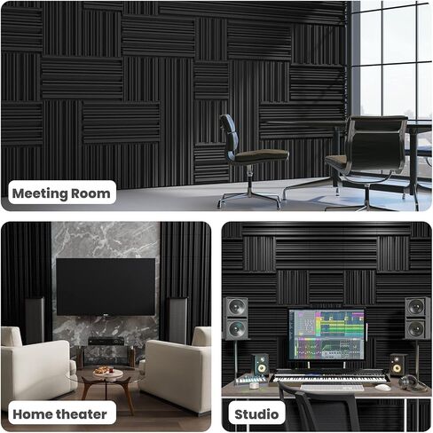 Self-Adhesive Sound Proof Foam Panels 36 Packs,12 X 12 X 2 inch Acoustic Foam,High Resilience Sound Proofing Padding for Wall,Sound Absorbing Panels Suitable for Home,Studio,etc,Black in Saudi Arabia
