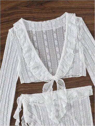 COZYEASE Women's 4 Piece Bikini Set Cheeky Halter Triangle Swimsuit Set Sheer Knot Bathing Suit Cover Up Set in Saudi Arabia