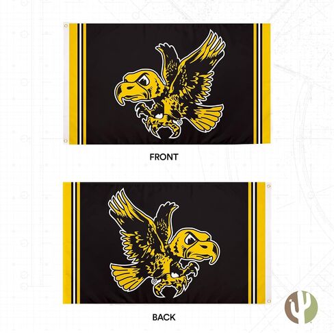 Desert Cactus University of Iowa Flag Hawkeyes Flag Banners 100% Polyester Indoor Outdoor 3x5 feet Flags (Vintage A) in Saudi Arabia