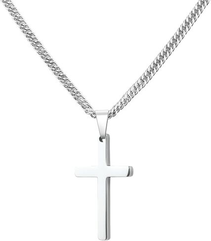 Cross Necklace for Men,Rope Chain Gold/Silver Stainless Steel Pendant Jewelry Gift, 18-26 Inch in Saudi Arabia