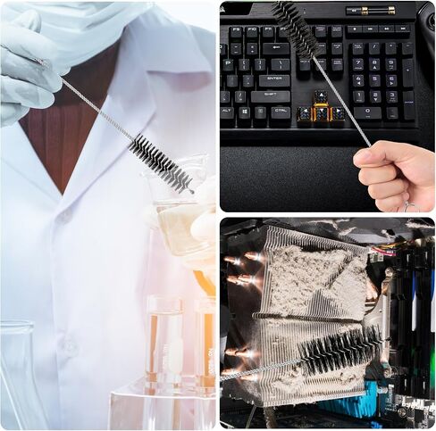 مجموعة مكونة من 10 فرش لتنظيف الزجاجات، وفرشاة طويلة بماصة، ومنظف أنابيب زجاجية، ومجموعة فرش تنظيف، للقش والأكواب والأنابيب ولوحات المفاتيح وما إلى ذلك. مجموعة فرش أنبوبية من النايلون مقاس 8 بوصات (أسود) in Kuwait