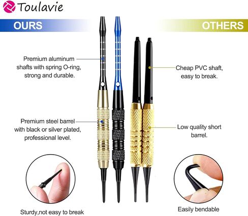 Soft Tip Darts, 12 Pcs Darts Plastic Tip 18 Gram Dart Set with 2 Colors Aluminum Shafts, 45 Dart Flights 200 Extra Dart Tips, Rubber Rings and 1 Storage Bag for Electronic Dart Board in Saudi Arabia