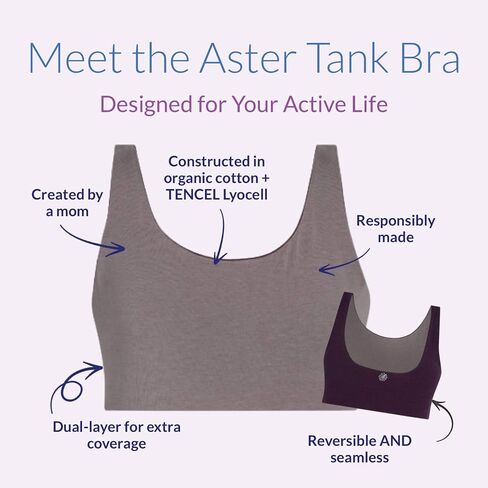حمالة صدر Aster Tank - قطن عضوي فائق النعومة وصدرية بدون أكمام قابلة للعكس للمراهقين والمراهقين - حمالة صدر مدمجة على الرف in Saudi Arabia