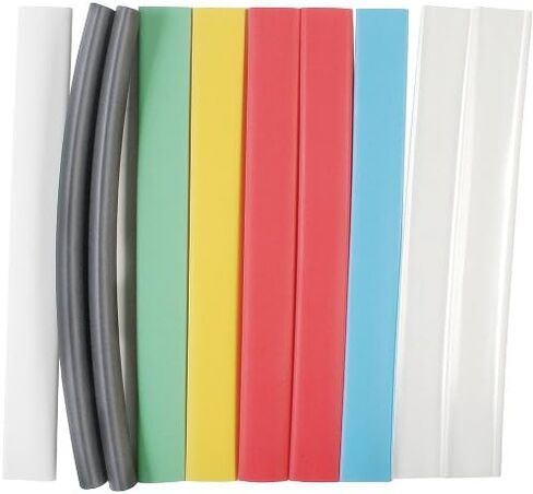 NTE Electronics HS-ASST-8 Thin Wall Heat Shrink Tubing Kit, Assorted Colors, 6" Length, 3/8" Dia., 10 Pieces in Saudi Arabia