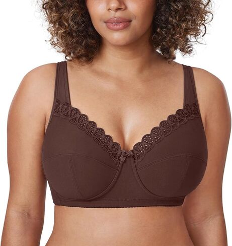 DELIMIRA Women's Wireless Plus Size Comfort Cotton Full Coverage Unlined Bra in Kuwait
