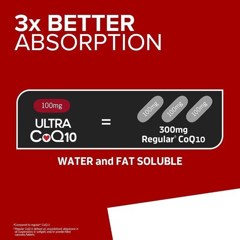 Body Care,CoQ10 100 mg Softgels, 3X Absorbed CoQ10 Supplement - Antioxidant Supplement,120 (Pack of 1) in Saudi Arabia