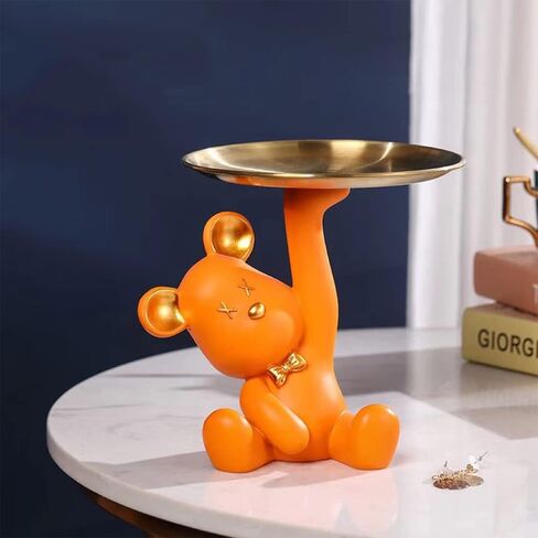 Sitting Bear Key Storage Tray,Desktop Decor＆Storage Display for Entrance＆Living Room (Orange) in Saudi Arabia