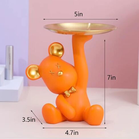 Sitting Bear Key Storage Tray,Desktop Decor＆Storage Display for Entrance＆Living Room (Orange) in Saudi Arabia