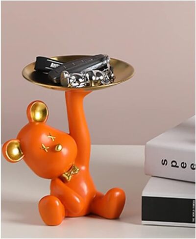 Sitting Bear Key Storage Tray,Desktop Decor＆Storage Display for Entrance＆Living Room (Orange) in Saudi Arabia