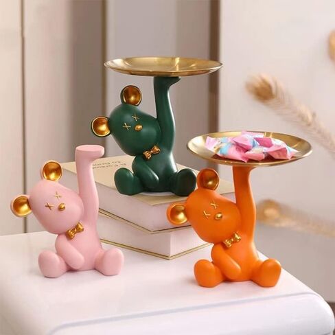 Sitting Bear Key Storage Tray,Desktop Decor＆Storage Display for Entrance＆Living Room (Orange) in Saudi Arabia