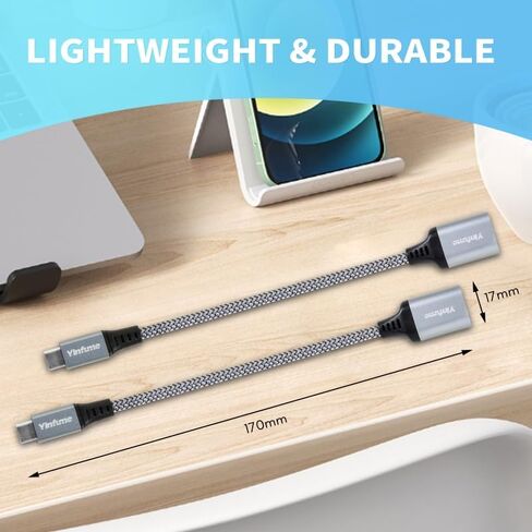 محول USB C إلى USB 3.0، 2 محول من النوع C إلى USB محول ذكر إلى أنثى كابل OTG Thunderbolt 3 إلى USB متوافق مع iPhone 15 Pro Max وMacBook Pro Air وSamsung Galaxy S24 وXPS 17 in Saudi Arabia