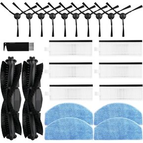 23 Pcs Replacement Parts Compatible with Tikom G8000, G8000 Pro, Honiture G20, G20 Pro, Laresar Evol 3, Evol 3s Robot Vacuum Cleaner Kit, 2 Main Brushes, 10 Side Brushes, 6 Hepa Filters, 4 Mop Pads