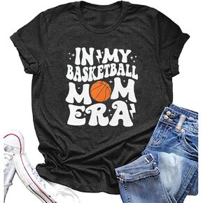 قمصان كرة السلة للسيدات للأمهات، تي شيرت مطبوع عليه حروف Gameday لكرة السلة، تي شيرت كاجوال بأكمام قصيرة هدية لعيد الأم in Kuwait