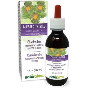 Naturalma Blessed thistle or Holy thistle (Cnicus benedictus) herb with flowers Alcohol-free Tincture - 4 fl oz Liquid extract in drops - Herbal supplement - Vegan