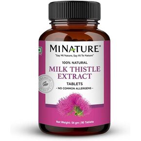 Milk Thistle Extract Tablet by mi Nature | Pure & Natural | Chemical & Preservative Free |Non-GMO, Vegan, Gluten Free | from India |500mg 90 Tablets, 45 Days