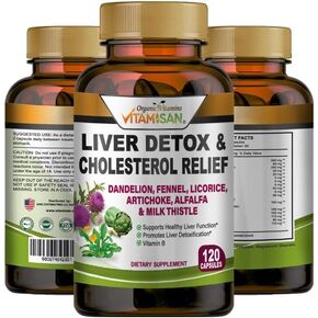 Liver Cleanse Detox Health Supplements with Milk Thistle-Fennel-Alfalfa-Vitamin B-Artichoke-Dandelion Root Support Healthy Function Men & Women 120 Caps Detox Cleanse & Boost Immune