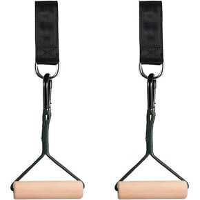 Wooden Pull Up Climbing Hold Grips with Straps - Hand Grips Strength Trainer Exerciser for Bouldering, Pull-up, Ninja Warrior, Kettlebells, Fitness, Workout