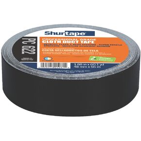 Shurtape PC 622 Heavy Duty Premium Grade Stucco Duct Tape, Protects Windows and Doors During Stucco Application, 48mm x 55 Meters, Black, 1 Roll (145083)