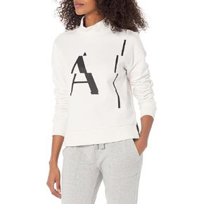 A｜X ARMANI EXCHANGE Women's Disconnected Logo Brushed Fleece Turtleneck Sweatshirt in Saudi Arabia