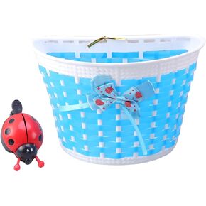 Garneck Children Bicycle Basket Bike Handlebar Bell Bicycle Front Basket for Kids Bicycle Scooter Hanging Basket(Black Basket)