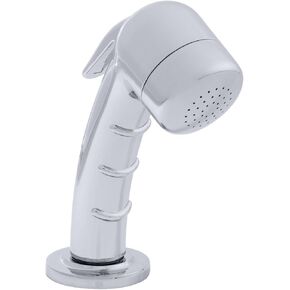 Ambassador Marine Deck-Mount Sprayer- Small Chrome Sprayer (No Eyelet for Hanging), 6' White Rubber Hose, Low Profile Holder - 134-0049-CW-W