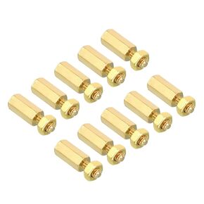 PATIKIL 10mm+6mm M3 Standoff Screws, 100 Pack Brass Hex PCB Standoffs Nuts for Motherboards, Computer Cases, Circuit Boards, Electronics, Gold Tone